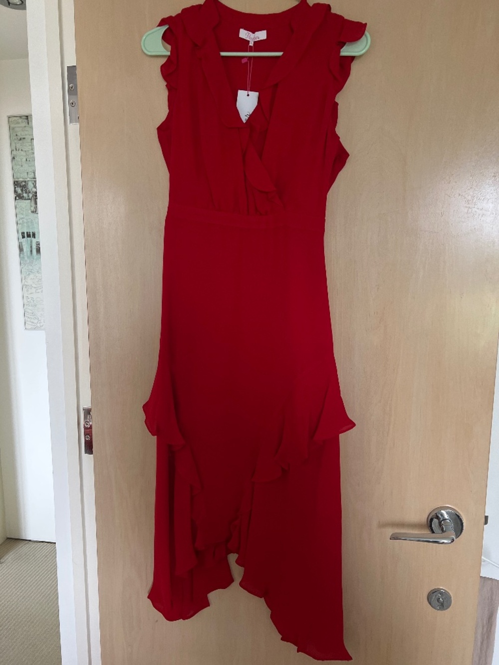 Ruffled red midi dress